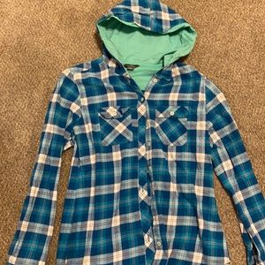 Eddie Bauer Flannel Plaid Hooded Shirt